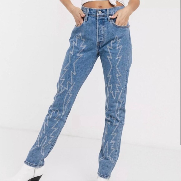 Levi’s Limited Edition Embroidered Western 501 S Women’s Skinny Straight 31X30 - Picture 4 of 16